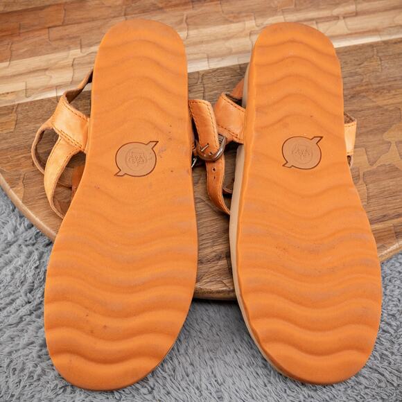 Born Sandals Womens Reta Ankle Strappy Flats Thong Orange Leather Sandals Size 7 - Picture 6 of 6